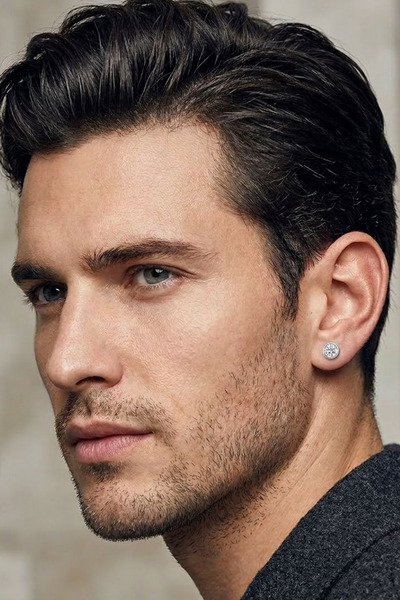 Jaida Moda Men's Silver Color Zircon Stone Magnet Non-Pierced Steel Earring (...