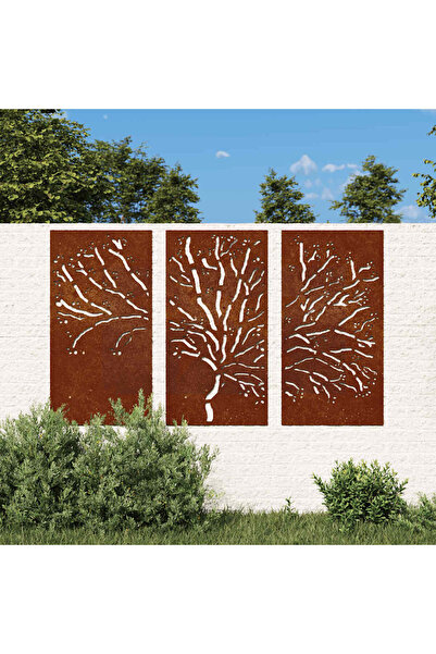 Concept Διακοσμητικά τοίχου κήπου 3 τεμ. Σχέδιο δέντρου από ατσάλι 105x55 εκ.