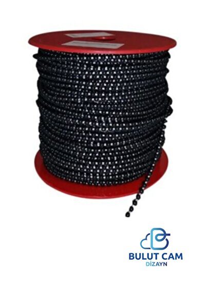 Empressco 10m Siyah Cam Balkon Plastik Boncuklu İp Zinciri, 4.5mm Boncuk Çapı