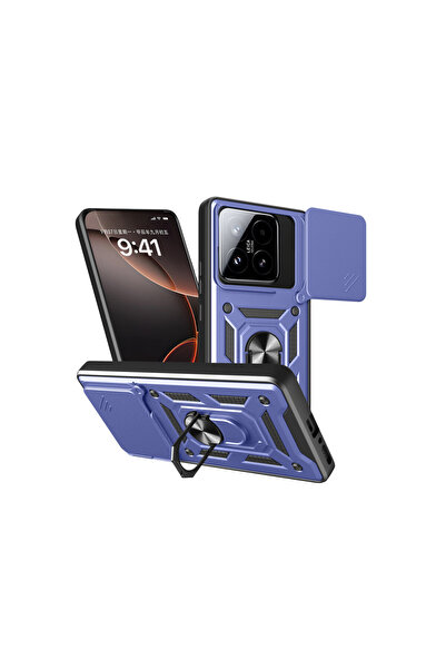 cepmoda حافظة Mi "15T" ذات الطبقة المزدوجة - مع حلقة وحامل وكاميرا منزلقة [لو...