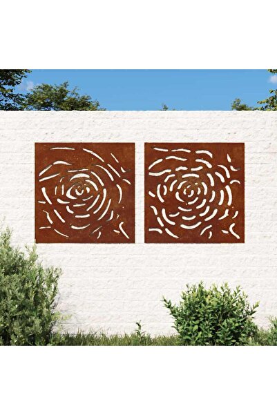 Concept Decor de perete 2 buc. 55x55 cm model trandafiri oțel Corten