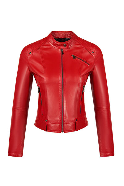Derimod Sonia Women's Red Short Leather Jacket 26Sge5913R3