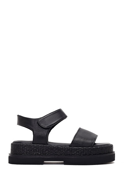 Derimod Women's Black Thick Sole Leather Sandals 26Sfd205318