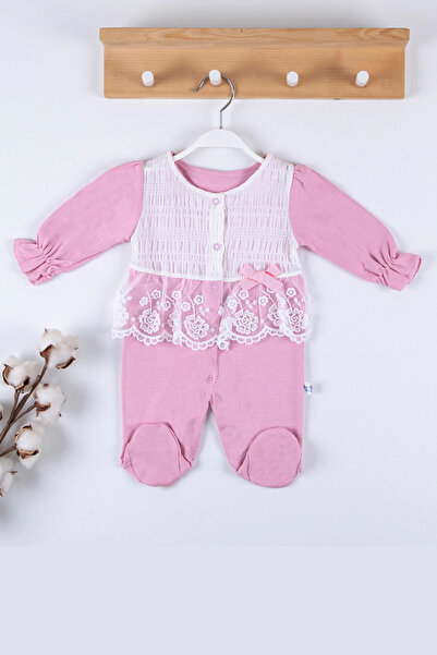 miyrem Waffle French Laced 100% Cotton Baby Girl Jumpsuit