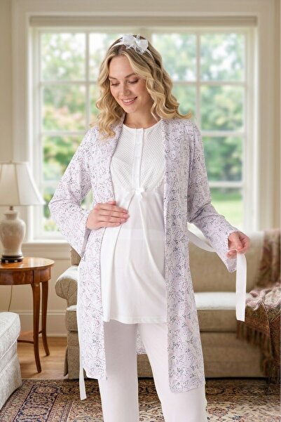 Lohussa New Season Ecru Shawl Collar Patterned Summer Special Design 100% Cot...