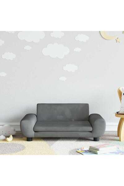 Concept Παιδικός καναπές, σκούρο γκρι, 70x45x33 εκ., Βελούδο