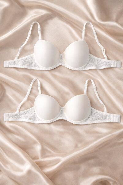 SOLENIA Set of Lace Advantageous Package Women's White Wired Non-Padded Bra w...