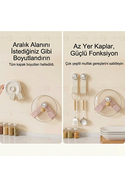 MAİN SHOP 4 Pcs Suction Cup Pot Lid Storage Rack and Holders |   Kitchen Stor...