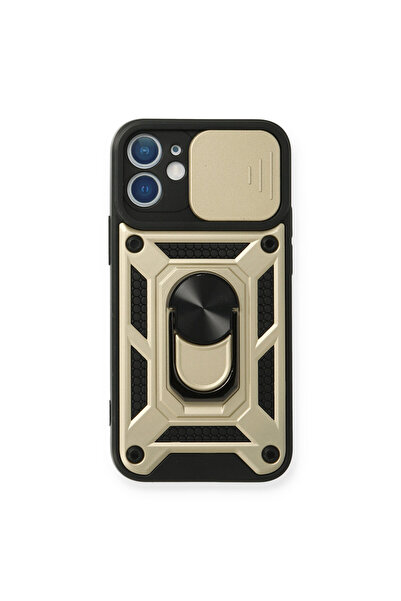 cepmoda iPhone "12" Double Layer Tank Case - Ring, Stand, Camera Slider [Gold]