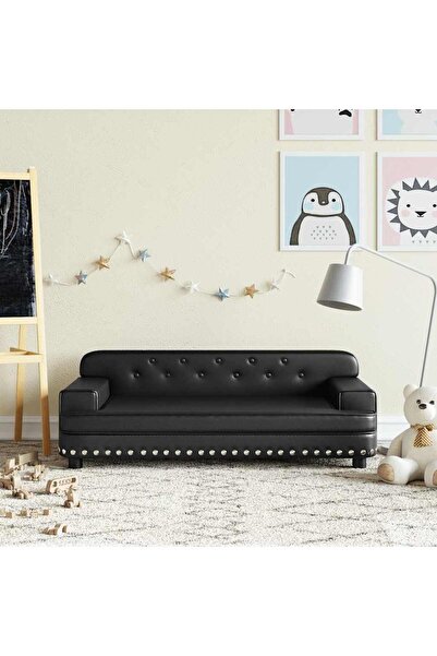 Concept Παιδικός καναπές, μαύρος, 90x53x30 εκ., οικολογικό Δερμάτινο