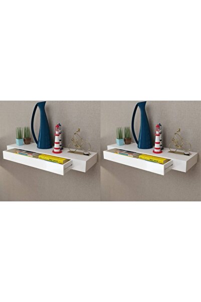 Concept Κρεμαστά ράφια τοίχου με συρτάρια, 2 τεμ., λευκά, 80 cm