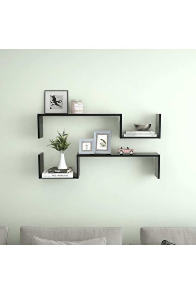 Concept Wall shelves, 2 pcs., black, 100x15x20 cm, chipboard