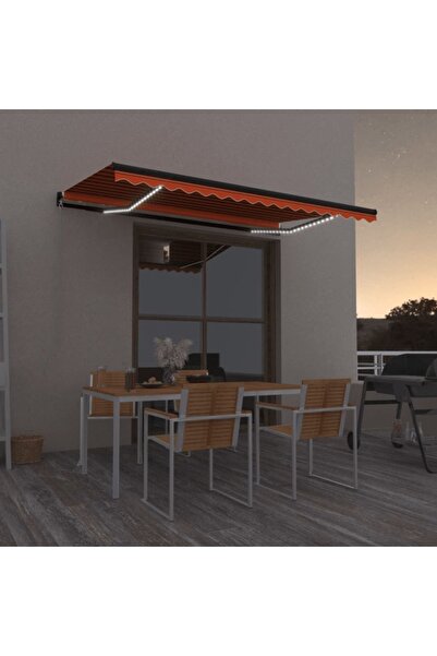 Concept Τέντα χειροκίνητα αναδιπλούμενη, LED, πορτοκαλί/καφέ 450x350 cm