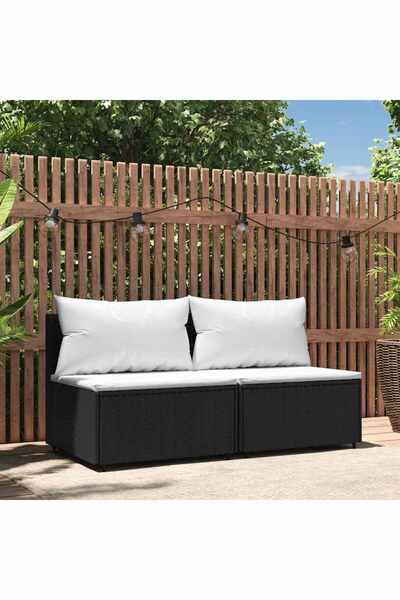 Concept Σετ καναπέδων κήπου με μαξιλάρια 2 τεμαχίων από μαύρο πολυρατάν