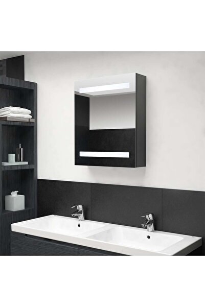 Concept Ντουλάπι μπάνιου με καθρέφτη και LED, γκρι, 50x14x60 εκ.