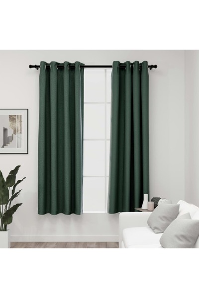 Concept Κουρτίνες συσκότισης με κρίκους, 2 τεμάχια, πράσινες, 140x175 εκ.