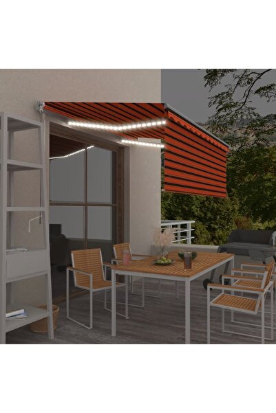 Concept Χειροκίνητη τέντα με στόρια & LED πορτοκαλί & καφέ 3,5x2,5 μ.