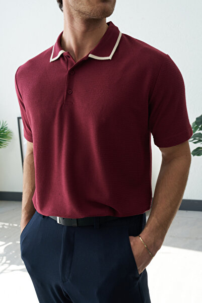 Wonraces Men's Regular Collar Detail Polo Neck T-Shirt