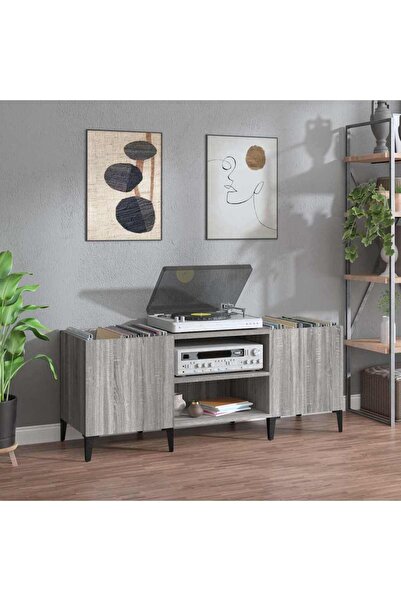 Concept Dulap pentru discuri gri sonoma, 121x38x48 cm, lemn prelucrat