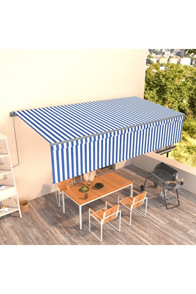 Concept Αυτόματη αναδιπλούμενη τέντα με στόρι, μπλε & λευκό, 6x3 μ.