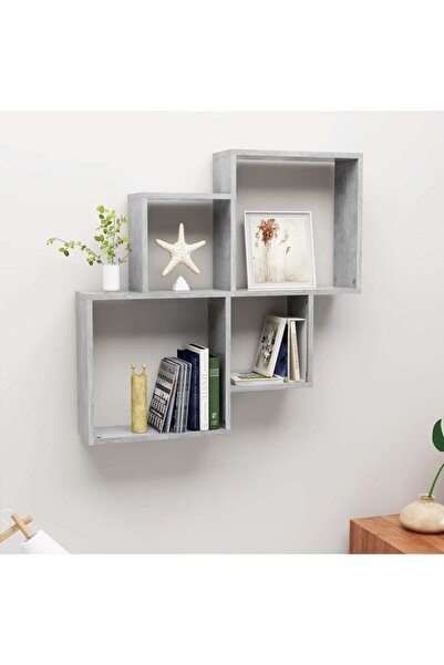 Concept Ράφι τοίχου Cube, γκρι σκυροδέματος, 80x15x78,5 cm, μοριοσανίδα