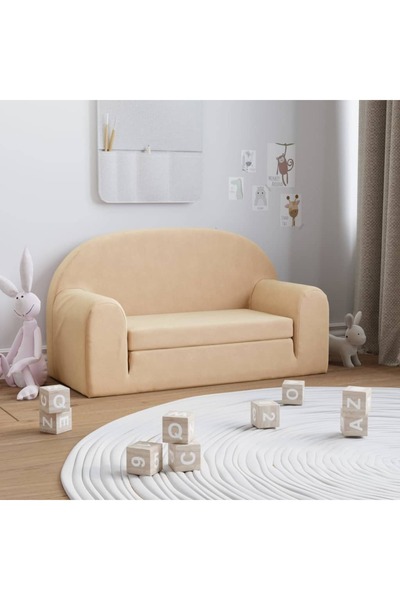 Concept Canapea pentru copii cu 2 locuri, crem, pluș moale