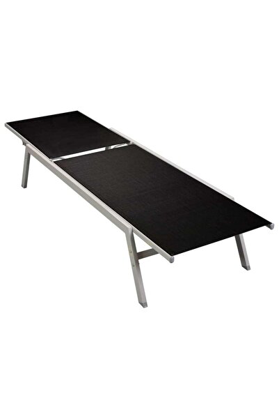 Concept Șezlong de plajă, negru, oțel și textilenă