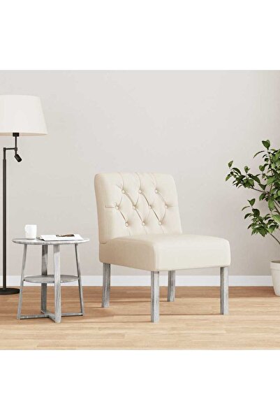 Concept Armchair, hemp white, textile, button pattern