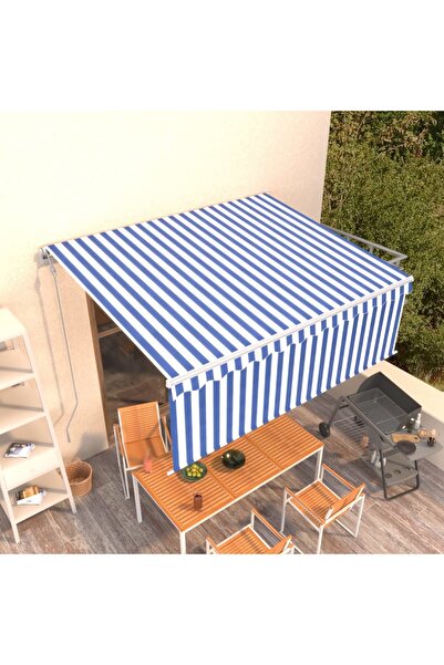 Concept Αυτόματη αναδιπλούμενη τέντα με στόρι, μπλε και άσπρο, 4,5x3 μ.