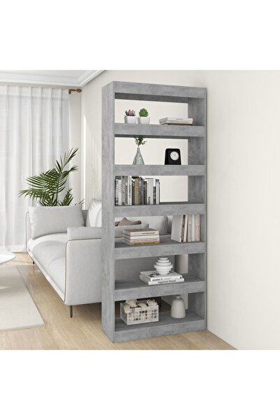 Concept Bibliotecă/Separator cameră, gri beton, 80x30x198 cm, PAL