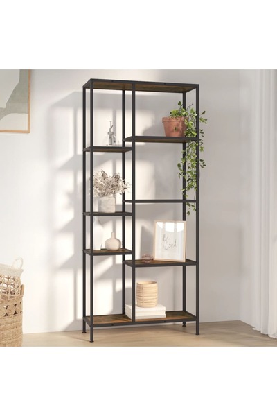 Concept Bibliotecă, 80x30x180 cm, oțel și lemn prelucrat