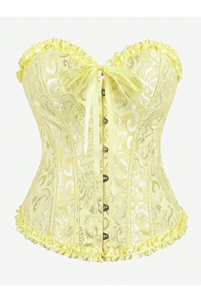 Novapia Γυναικείο Στράπλες Τοπ με Λεπτομέρεια Βολάν, Ζακάρ Κορσέ Μπουστιέ, Κο...