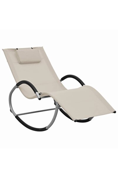 Concept Șezlong cu pernă, crem, textilenă