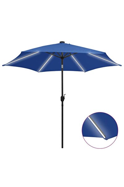 Concept Umbrelă de soare, LED-uri și stâlp aluminiu, azur, 300 cm
