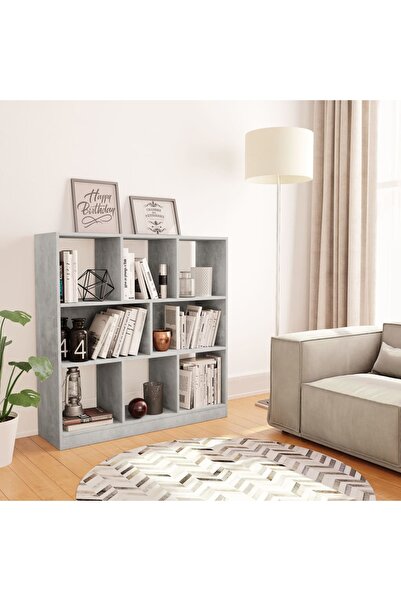 Concept Bibliotecă, gri beton, 97,5x29,5x100 cm, PAL