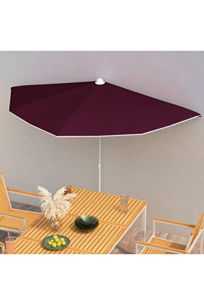Concept Umbrelă de grădină cu stâlp, roșu bordo, 180x90 cm, semirotundă