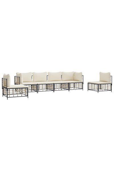 Concept Σετ ξαπλώστρας κήπου 6 τεμαχίων με μαξιλάρια, ανθρακί, πολυρατάν