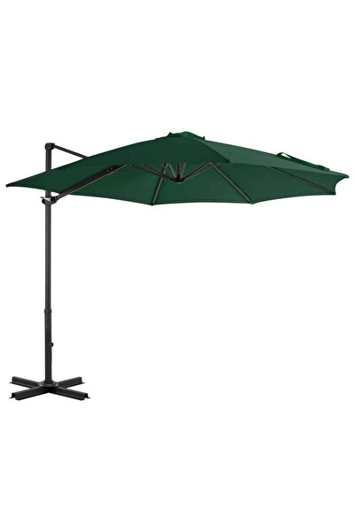 Concept Umbrelă suspendată cu stâlp din aluminiu, verde, 300 cm