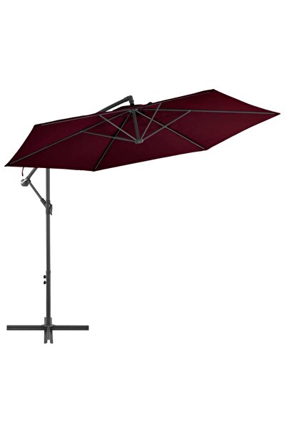 Concept Umbrelă suspendată cu stâlp de aluminiu, roșu bordo, 300 cm