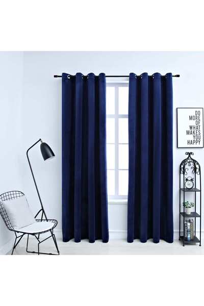 Concept Κουρτίνες συσκότισης με κρίκους, 2 τεμ., μπλε, 140x245 εκ., Βελούδο