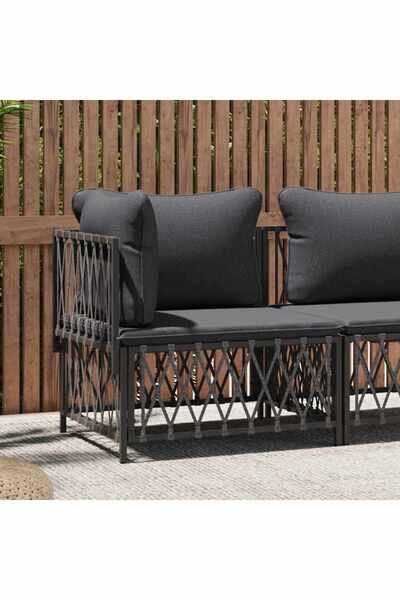 Concept Градински ъглов диван с възглавници, антрацит, Тъкан материал