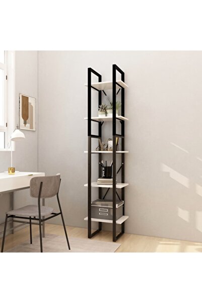 Concept Bibliotecă cu 5 rafturi, alb, 40x30x175 cm, lemn de pin