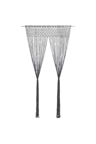 Concept Κουρτίνα μακραμέ, ανθρακί, 140 x 240 εκ., Βαμβάκι