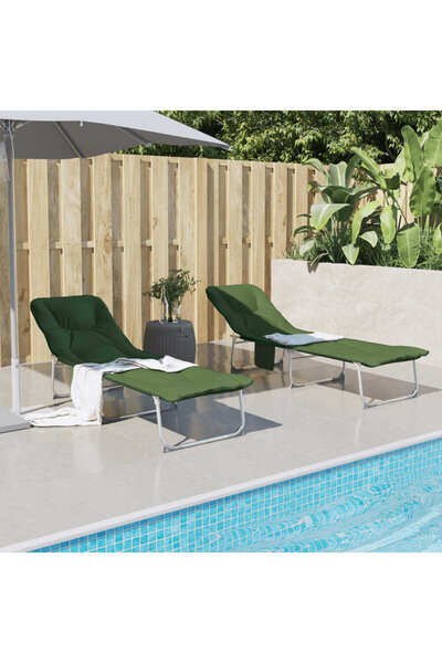 Concept Șezlong pliabil, verde închis, material textil