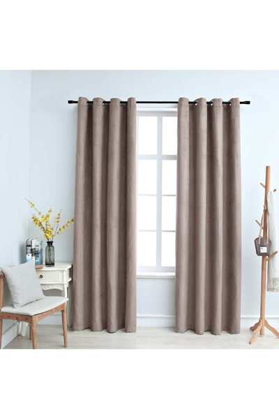 Concept Κουρτίνες συσκότισης με μεταλλικούς κρίκους, 2 τεμ., γκρι-μπεζ, 140x1...