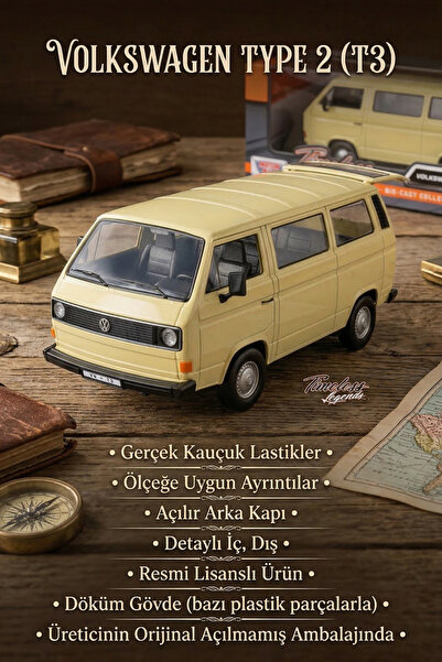 craftivio موتورماكس 1:24 فولكس فاجن تايب 2 (T3) سيارة معدنية كلاسيكية زرقاء ا...