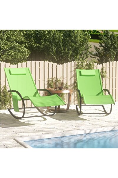 Concept Κουνιστές πολυθρόνες, 2 τεμ., πράσινες, από ατσάλι και υφασμάτινη επέ...