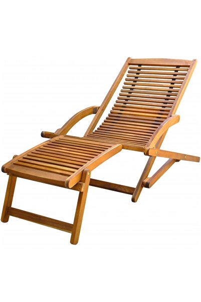 Concept Σεζλόνγκ από ξύλο ακακίας με υποπόδιο