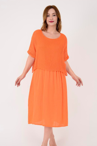 AYASOFYA OTANTIK Women's Italian Orange Plain Pattern Mesh 100% P Cotton a Li...