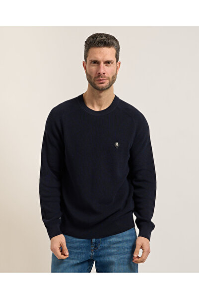 BOSS سترة رجالية ذات قصة عادية ناعمة قطن محبوكة برقبة دائرية وأكمام طويلة بال...